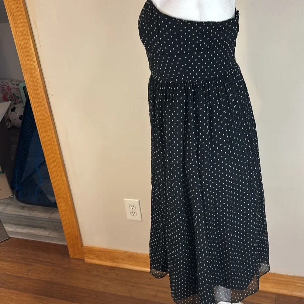 J Crew Black and White Polkadot Silk  Strapless Dress Size 4